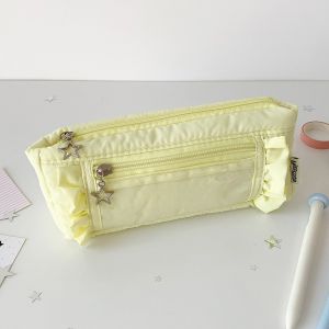 VIVIDI Large Capacity Pencil Case Transparent window Badge Display Pen Bag Special Design Storage Stationery Storage Pouch Office School Supplies