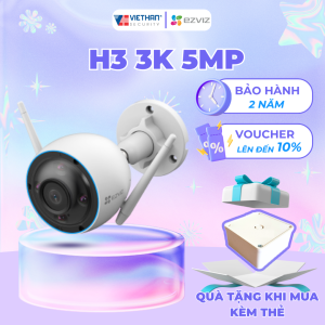Camera EZVIZ H3 3K độ phân giải 5MP  đàm thoại 2 chiều  camera ngoài trời ban đêm có màu AI phân biệt người xe cộ