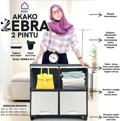 AKAKO lemari plastik 3 pintu zebra/lemari susun/lemari plastik/lemari pakaian/lemari TV/lemari serbaguna akako/lemari baju/lemari buku