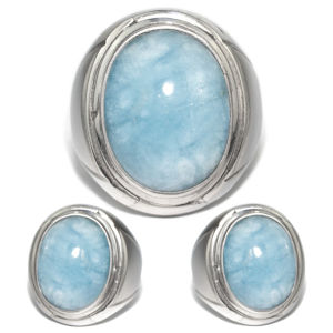 Natural Cincin Batu Sky Blue Aquamarine Berly Ring Monel