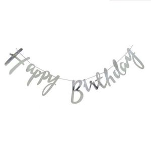 Banner Ulang Tahun Sambung Gold/Silver Banner Happy Birthday Banner Murah