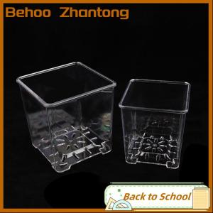 Behoo Square Transparent Acrylic Flower Pots Breathable Bonsai Plant Pot Desktop Decoration For Garden Yard Living Room Balcony
