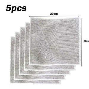 5pcs Soft Wire Dishwashing Rags Wet and Dry Non-Scratch Wire Dishcloth Scrubs & Cleans for Dishes Sinks Counters
