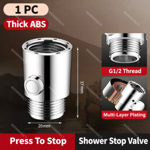 Shower Water Shut-Off Valve One-Click Stop Button G1/2 Switch Adapter For Handheld Bath Spray Tipid sa Tubig