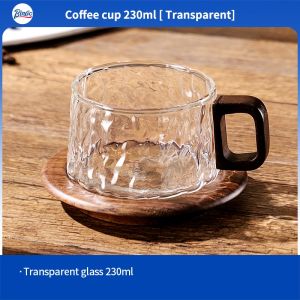 BINCOO Glass Coffee Mug Saucer Set with Spoon Handle Design Ideal for Home & Office Use 230ML