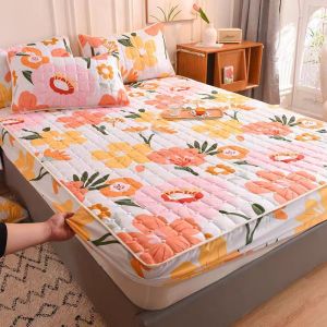 Mattress Protector Cover Fitted Bedsheet Flower Bedding Cover Single/Double/Full/Queen/King Cotton Sheet Pillowcase