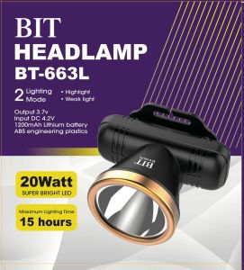 Kiseki Senter Kepala BIT - BT663L Headlamp 20Watt Tahan Hingga 15 Jam 2 lighting mode Tahan lama