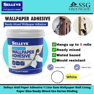 Selleys Wall Paper Adhesive Glue 1 Liter Gam Wallpaper Wall Lining Paper Glue Ready Mixed Use Kertas Dinding