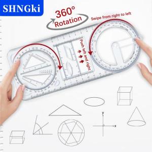 [COD] 🔥🔥🔥SHNGki 1Pcs Đa Chức Năng 360 ° Di Chuyển Hình Học Vẽ Cai Trị Cho Trường Tiểu Học Toán Học Sinh Viên Xách Tay Trong Suốt 3D Phẳng