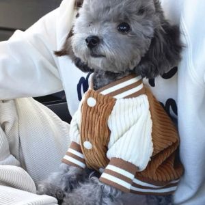 CANICECA Fleece Pet Baseball Jackets Warm Embroidered Cat Coat Baseball Jacket Fashion Pet Outfit Small Medium Cat