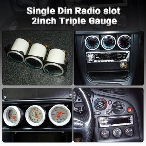 Universal 3 Hole 52mm Single DIN Radio Slot Pod Auto Triple Gauge Meter Panel Mount Black Dash Panel Pod