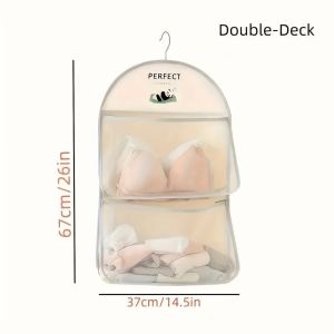 Multi-layer Storage Mesh Bag Large Capacity Underwear Bra Socks Hanging Storage Bag Home Wardrobe Hangable Organizer