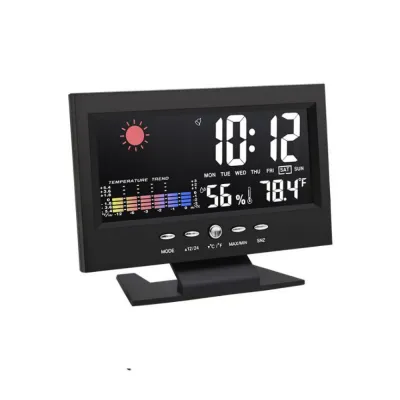 LOMEARD Perpetual Calendar LED Weather Clock Color Screen Backligh Backlight Alarm Clock Multipurpose Voice-Activated Electronic Alarm Clock Bedroom