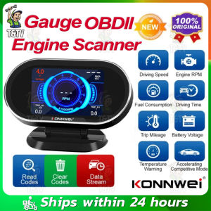 KONNWEI KW206 OBD2 Scanner Car Smart Gauge Digital On-Board HUD Head-up Digital LCD Display Fuel Consumption Water Temperature OBD2 Gauge Display Universal Speedometer For Toyota Honda Ford BMW Audi Hyundai Kia For All Gasoline/Diesel Universal 12V Car