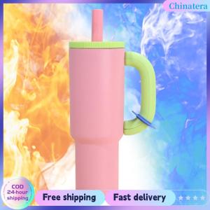 [Chinatera Flagship Store]แก้วฉนวนขนาด 40 ออนซ์พร้อมที่จับและฟางแก้วเก็บความร้อนสแตนเลสสตีลขวดน้ำฉนวนเหยือกสำหรับเครื่องดื่มร้อนและเย็น