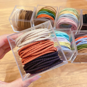 Zy Fashion 50pcs/box Macaron Color Hair Rope for Women Korean Style Seamless High Elastic Hair Ring Fashion Girl Hair Tie