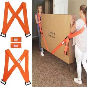 2Pcs Useful Lifting Moving Strap Furniture Transport Belt In Shoulder Straps Team Straps Mover Easier Conveying Storage Orange