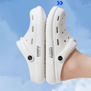 Luofu Hole Shoes Closed Toe Couple Men and Women Non-Slip Beach Outdoor Thick Summer Sandals Breathable Solid Color