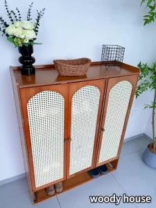 Rattan Shoe Cabinet Bamboo Breathable shoe cabinet Shoe Cabinet with Door Dustproof