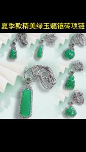 Factory Direct Imitation Green Chalcedony High Ice Point Diamond Pendant   Chinese Style Gourd Maitreya Buddha Peace Buckle Alloy Necklace