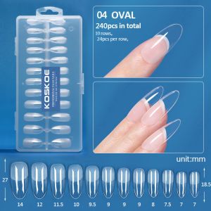 BORN PRETTY 240pcs/Box Press on False Nails Coffin Oval Square Semi-Frosted Full Cover Fake Nails Art Accessories Tool