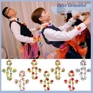 Ditur 4Pcs set Hawaiian Flower Leis Garland Necklace Wreath Petal Headband Bracelet Beach Party Decor Wedding Dressing Accessories