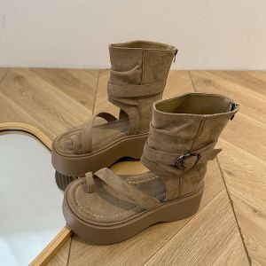 [Free Shipping] WomenS Slip-On Sandals 2026 Summer New Collection Featuring A Hollowed-Out Design Thick Soles And High-Top Roman-Style Boots Perfect For Casual Wear