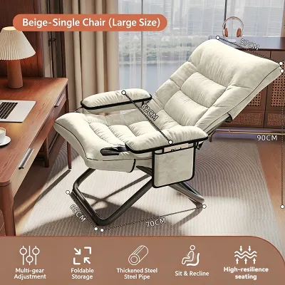 JUANS HOME HUB Foldable Lazy Recliner Chair with Adjustable Backrest Thick Soft Cushion Sturdy Frame Foldable Design Space Saving