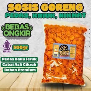 CEMILAN SOSIS GORENG VIRAL TEKSTUR RENYAH PEDAS DAUN JERUK NIKMAT BUMBU CIKRUH MELIMPAH 100% CABAI ASLI
