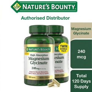 Natures Bounty Magnesium Glycinate 120 Capsules High Absorption Muscle Recovery Deep Sleep Stress Relief Supplement