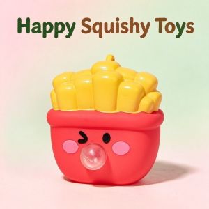 Squishy Toys Bubble Blowing French Fries Squeeze Toy Cute Food Plastic Fidget Stress Relief Pocket Interactive Kawaii Holiday Gift for girls