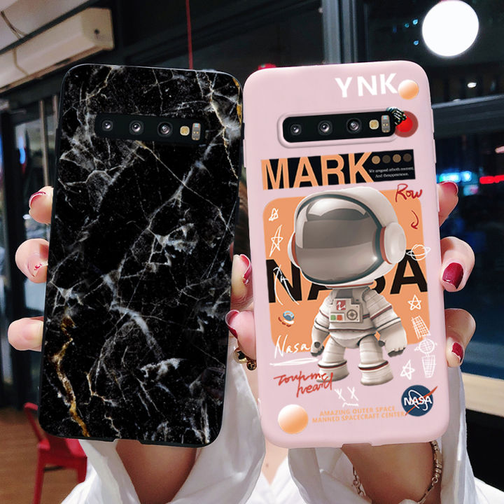 For Samsung Galaxy S10 S10E S10+ Case Black Astronaut Marble Cover