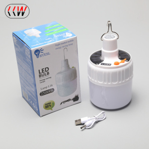 CCW 100W Solar Camping Light LED Bulb Waterproof Night Market Light Emergency Lights USB Rechargeable 5 Modes Tent Light for Hiking Fishing