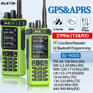 BAJETON BJ-9000 GPS APRS Walkie Talkie Long Range Bluetooth Programming FM 27Mhz Transceiver Cross Band Repeater CB Radio RT-950 Two Way Radio
