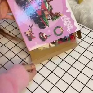 6In1 Christmas Elk Santa Claus Train Xmas Tree Snow House Building Blocks Educational Toy Kids Gift