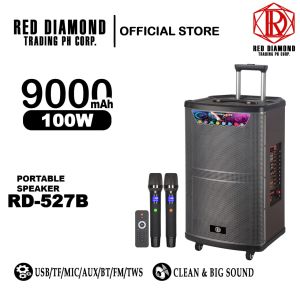 RED DIAMOND TROLLEY SPEAKER WITH 2 WIRELESS MICROPHONES