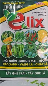 1 GÓI thuốc trừ bệnh ELIX streptomycin 500 gói 25g thôí nhũn héo xanh ghẻ trái ghẻ lá vàng lá thán thư đốm vòng sương mai.
