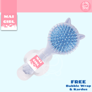 Mai Girl Set Sisir Kucing Lucu & Cermin Multifungsi - Rambut Lembut & Anti Rontok