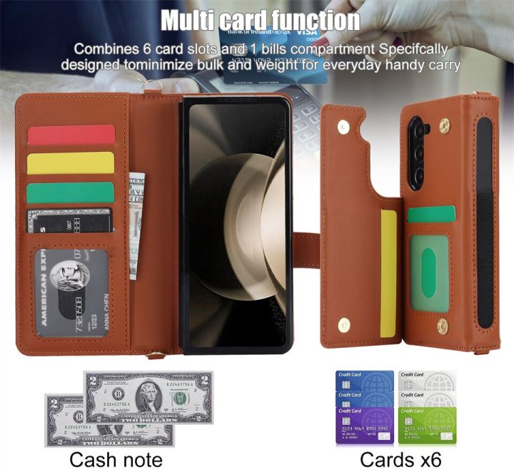 Cover%20For%20Samsung%20Galaxy%20Z%20Fold%205%203%204,Lanyard%20Crossbody%20Pen%20slot%20Multi%20Card%20Wallet%20Shoulder%20Strap%20Case%20Luxury%20PU%20leather%20-%20Image%202