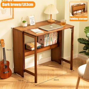 [Foldable]Bamboo Computer Table Study Desk Home Office Desktop Working With shelf