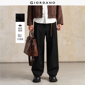 Giordano Men Mid rise pleated wide leg loose pants Free Shipping 18115820