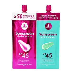 Perfect Skin Sunblock Cream Gel Twin Pack x50 Whitening & Sun Protection 50g/15g