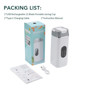 Juicer Blender 420ml Cordless Juicing Cup USB Rechargeable Electric Blender for Smoothies and Shakes Digital LED Display 12 Blades Mini Blender Cup USB Rechargeable Electric Shaker Bottle with Extra Handle Lid for Home Office Gym Baby Food Sports Outdoor