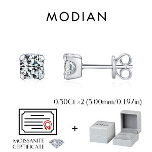 MODIAN 3MM-5MM Size D Color Moissanite 925 Sterling Silver Classic Simple Round Stud Earrings For Women Fine Stackable Jewelry2026
