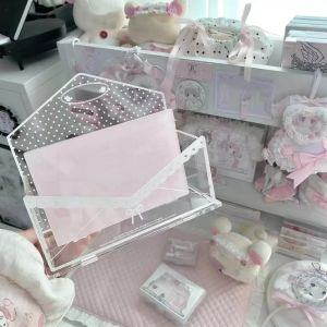MODERNLUX Chấm bi Hộp đựng đồ Dòng Phong Bì Acrylic Giá trưng bày để bàn Ins Nơ ren Giá để đồ