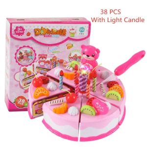 🍰Malaysia Stock🍰Kids Educational Toy Simulation DIY Birthday Cake Model Kitchen Pretend Play Cutting Fruit Food Toy for Toddler Children Gift