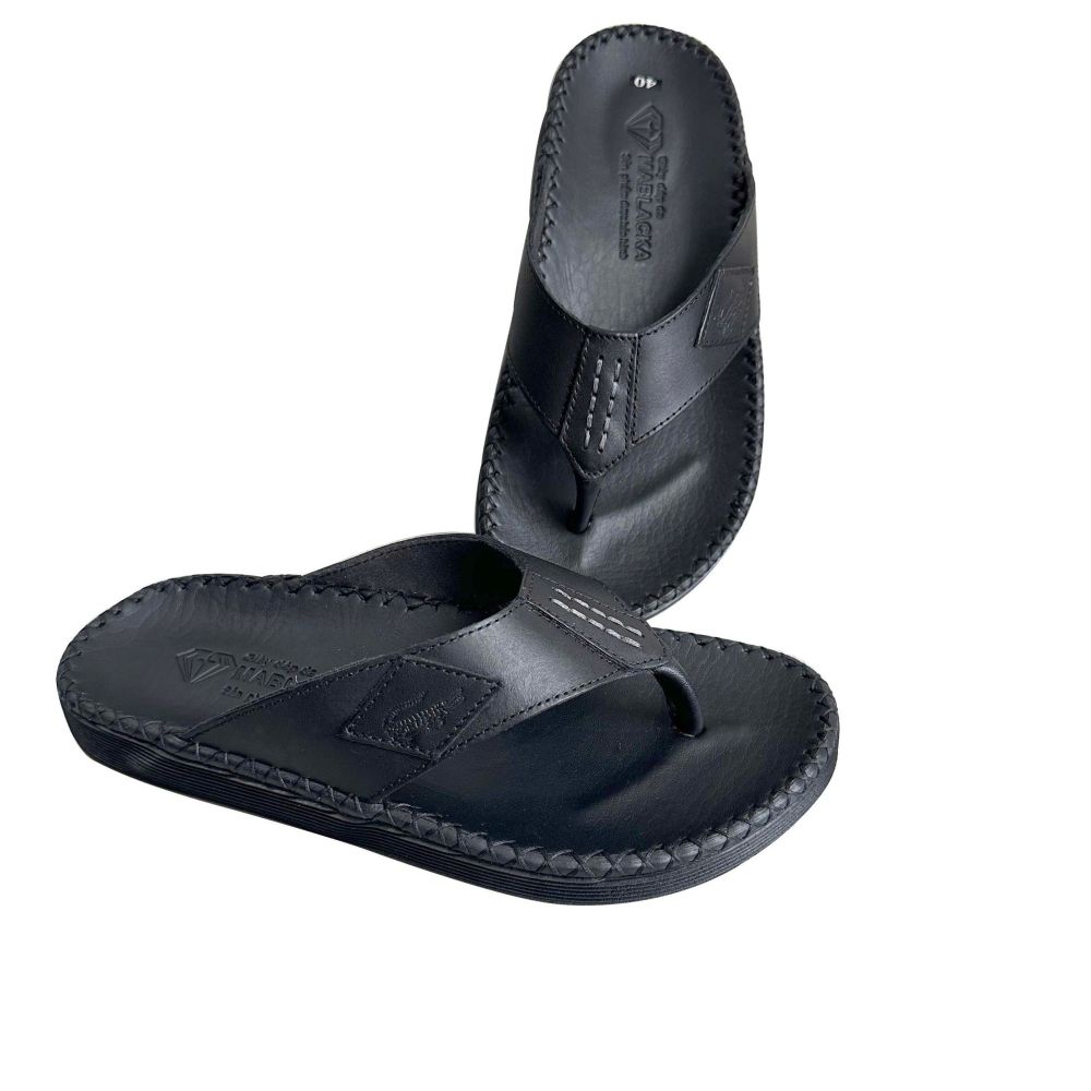 Mens Slippers Tian Ân D81 Fingerprint Cow Leather Material Fashion Style Personality. 