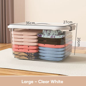 Bincoo Transparent Storage Box For Clothes Plastic Organizer Box Stackable Sealed Toy Storage Organizer With Lid And Handles