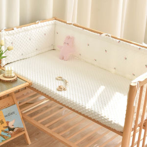 Soft 3D Doudou Velvet Baby Bed Bumper Quilted Crib Protector Filling Upright Cotton Safety Rail Fence