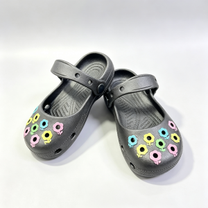 AILEBE Kids Slippers Cute Mary Jane Floral Print Breathable Hole Clog Sandals Soft Lightweight Waterproof PVC Non Slip Sole Classic Strap Easy On Off Perfect For Beach Pool Daily Wear Bata Tsinelas For Boys Girls 0-8 Years